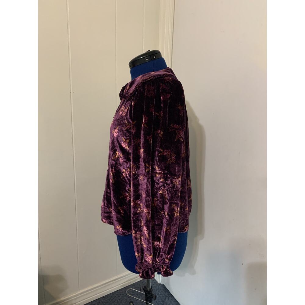 Anthropologie Pilcro Women's Size M The Keira Velvet Button Up Shirt Long Sleeve - Picture 2 of 11